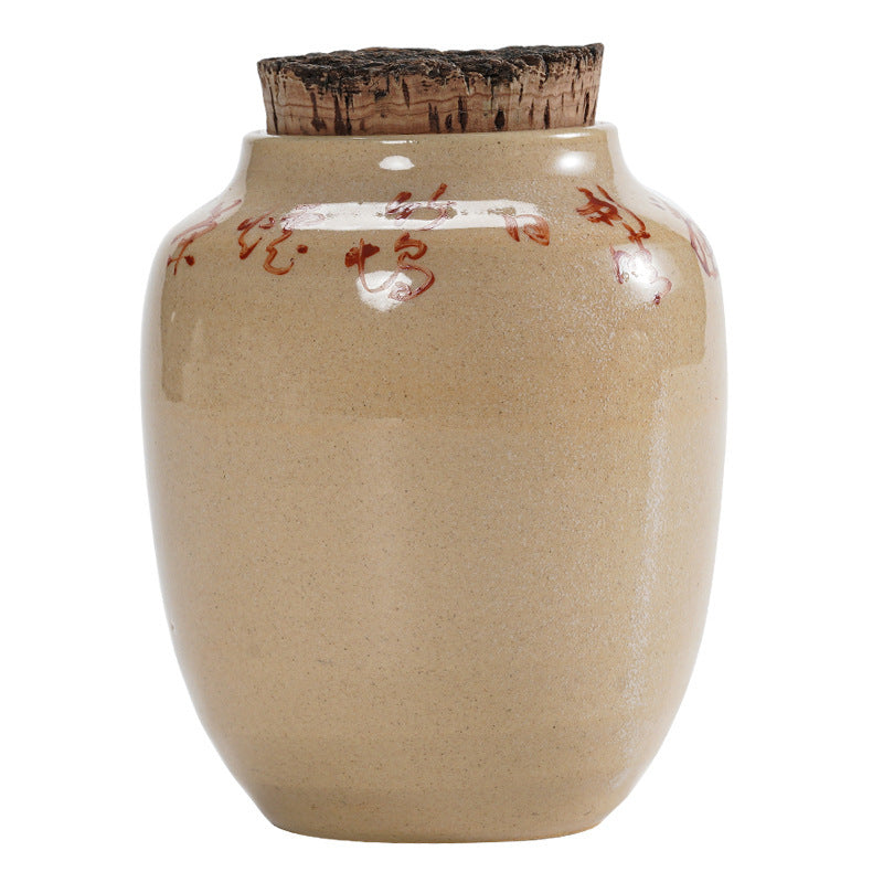 Bocal de rangement pour thé avec calligraphie manuscrite et couvercle en bois naturel fait main