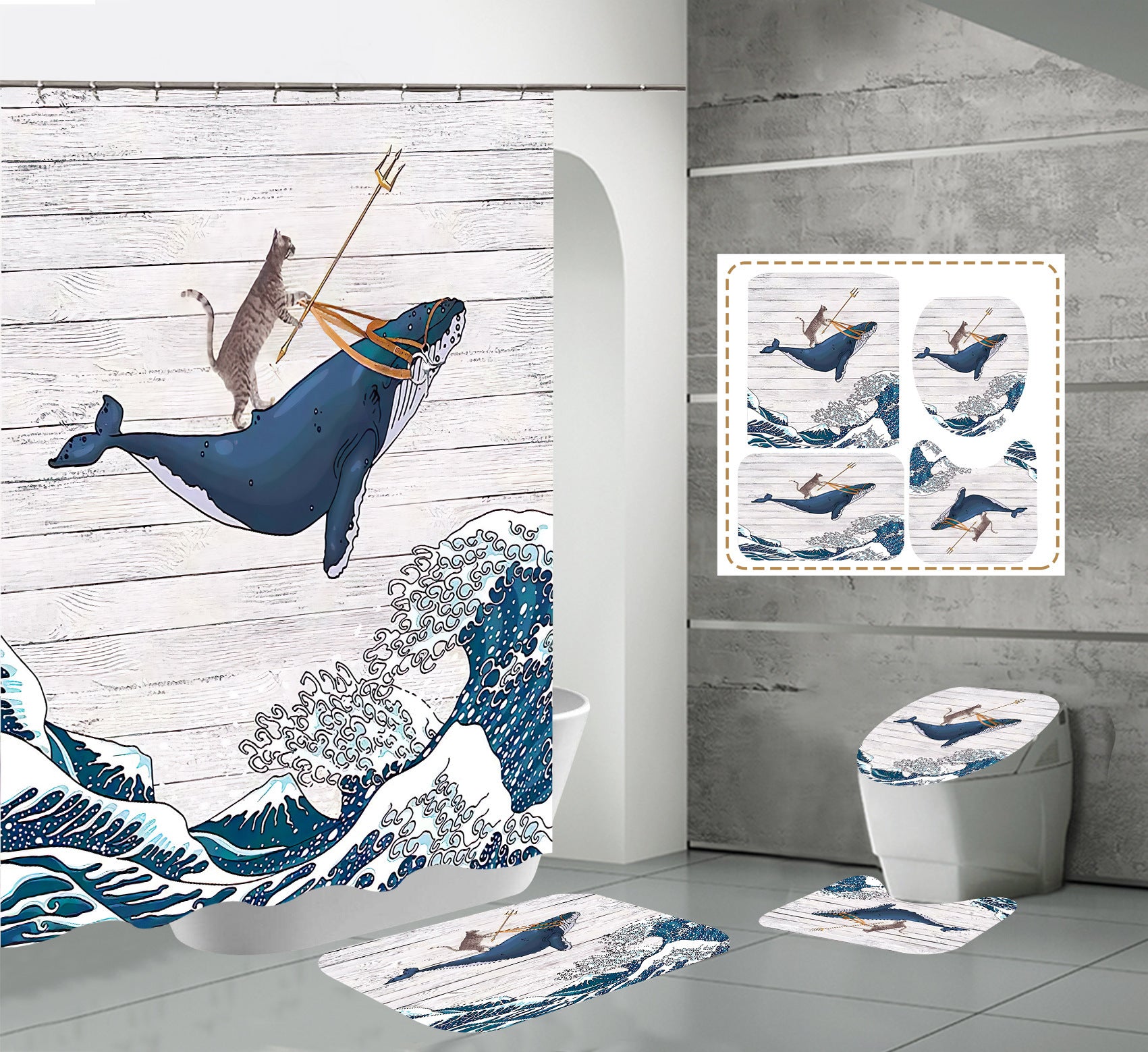 3D Polyester Digital Printing Waterproof Shower Curtain