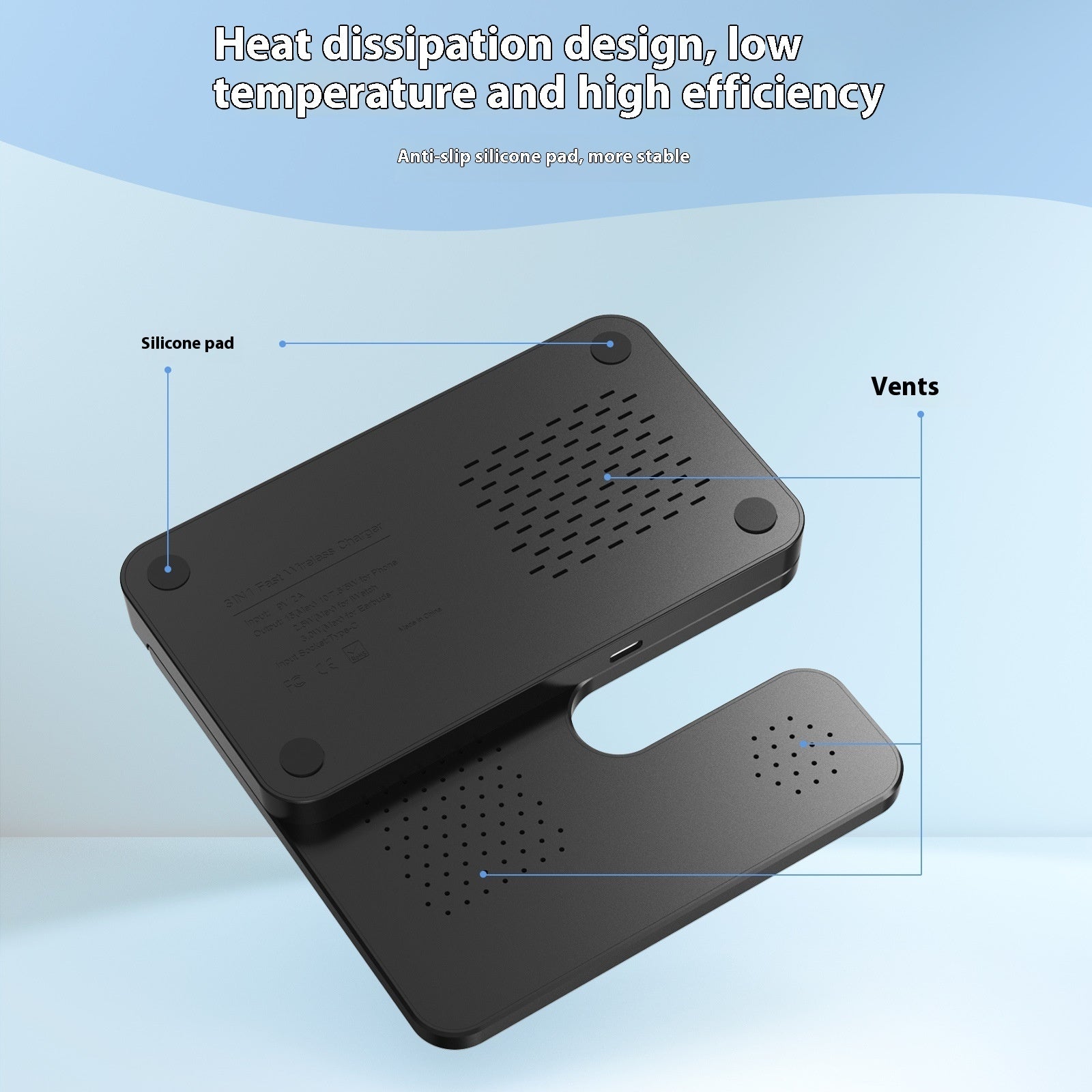 Chargeur sans fil pliable trois-en-un pour téléphone portable, montre et appareils électriques
