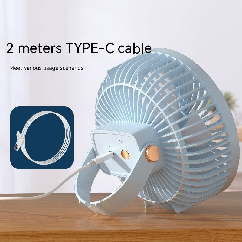 Small Electric Fan Rechargeable Night Light Portable Summer Cartoon Moving Student Bed Head Wall Desktop Mini
