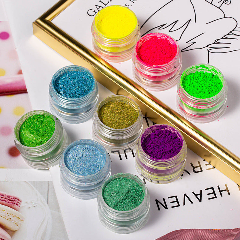 6-color Siamese Pearl Powder Glitter Fluorescent Powder Crystal Glue Silicone Mold