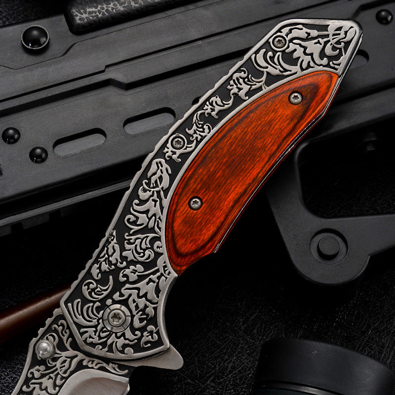 Steel Carving Wooden Handle High Hardness Folding Knife