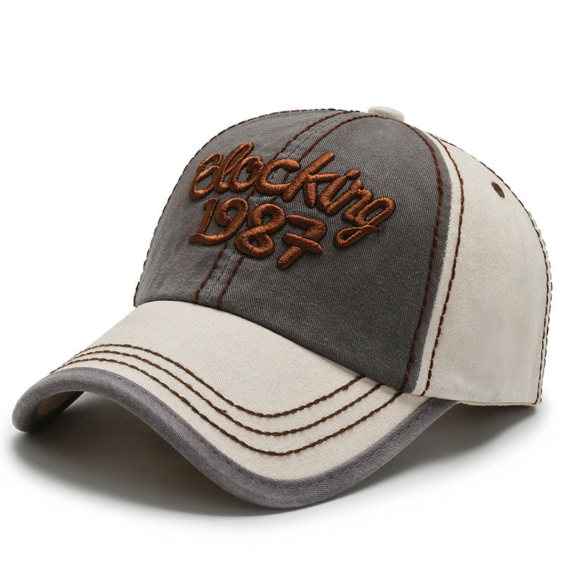 Korean Color Block Embroidery Baseball Cap