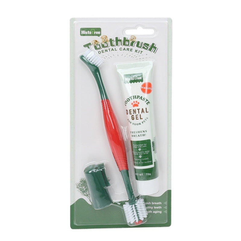Ensemble Brosse à Dents Dentifrice pour Animaux de Compagnie et Doigtier de Nettoyage pour Chat et Chien