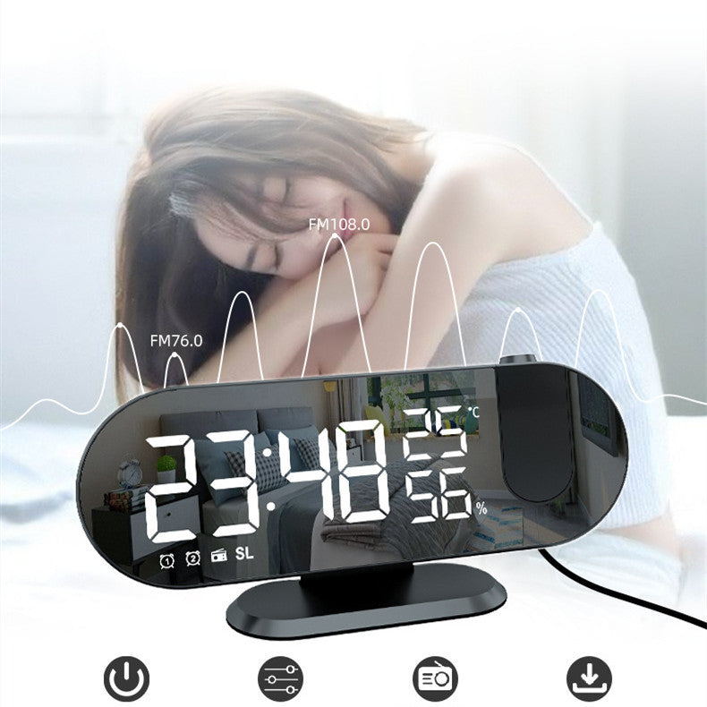 Mirror LED Projection Voice-activated Temperature Alarm Clock