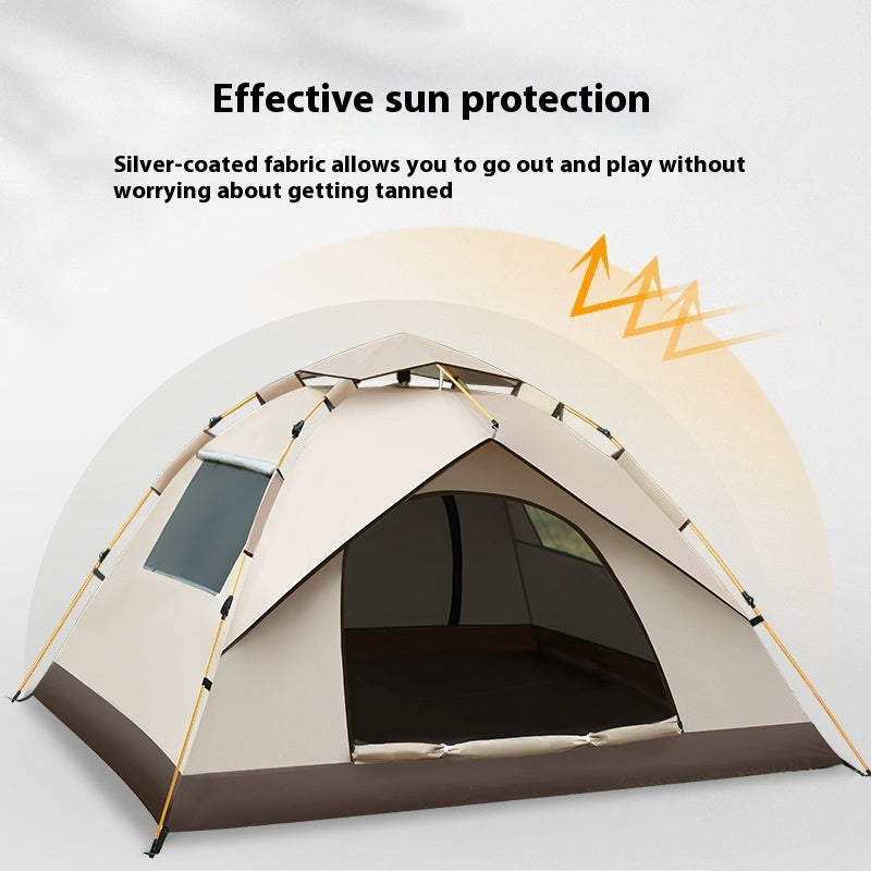 Tente d'extérieur portable et pliable, anti-UV, sans installation, avec brosse argentée