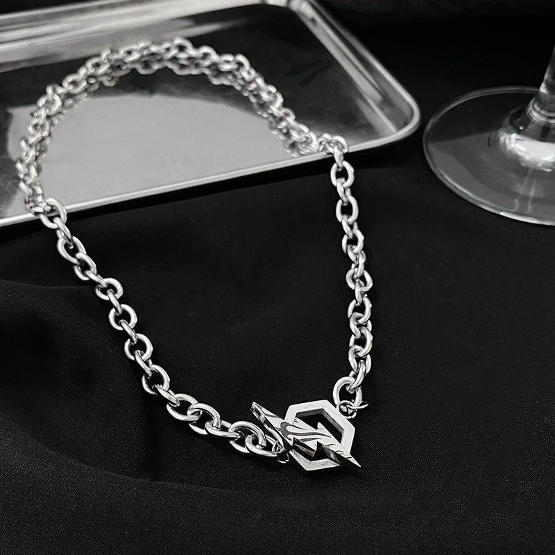 Hip Hop Cool Lightning Titanium Steel Pendant Necklace