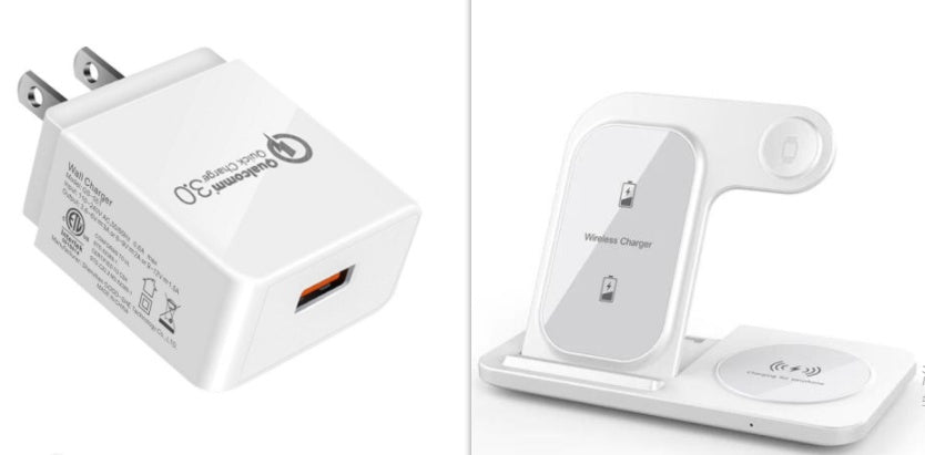 Chargeur sans fil double bobine trois-en-un