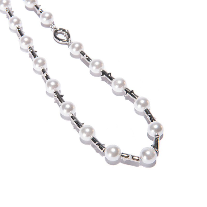 Collier à maillons hip-hop femme avec perles