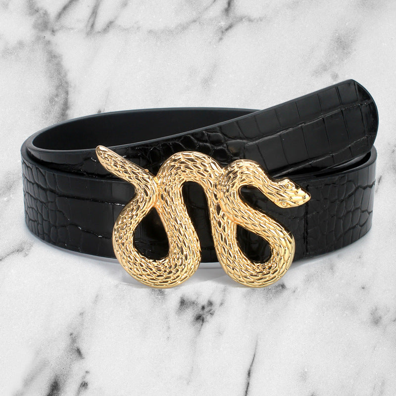 European And American Style Snake-shaped Buckle Belt Women