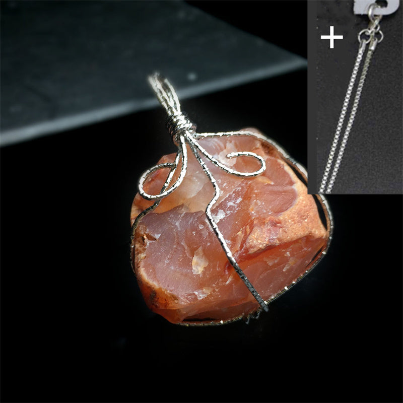 Natural Crystal Agate Rough Stone Pendant Irregular Winding