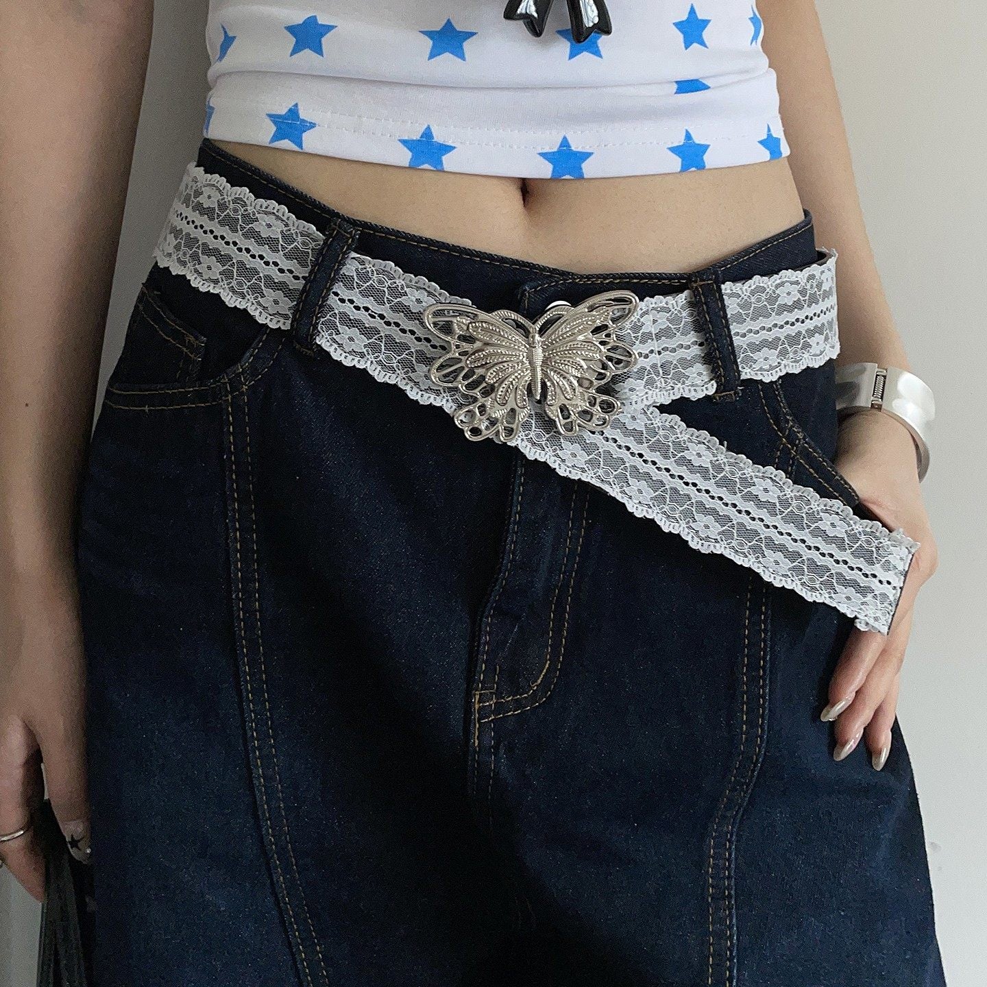 Ceinture en dentelle polyvalente de style designer pour femmes