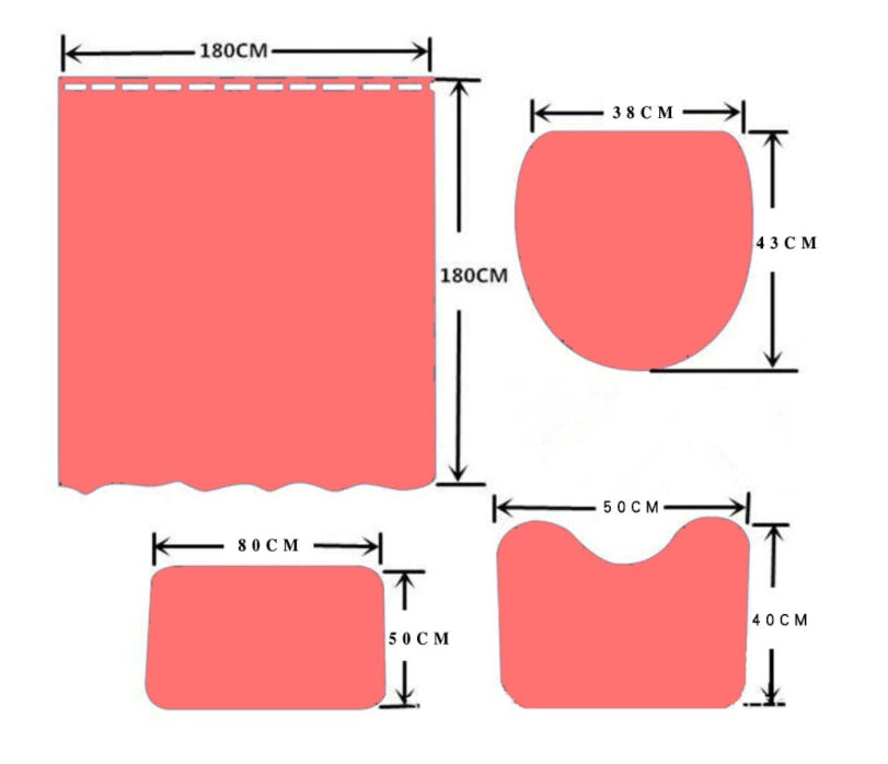 Polyester Shower Curtain Four Piece Bathroom Toilet Three Piece Set