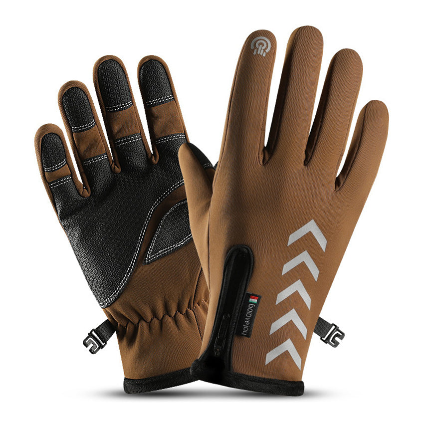 Cycling Gloves Men's Outdoor Ski Sports Waterproof Touch Screen Thickened Fleece To Keep Warm