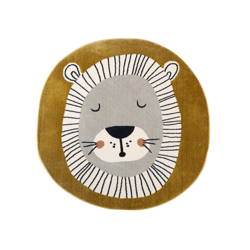 Tapis Rond pour Chambre d'Enfant Animaux de Dessin Animé