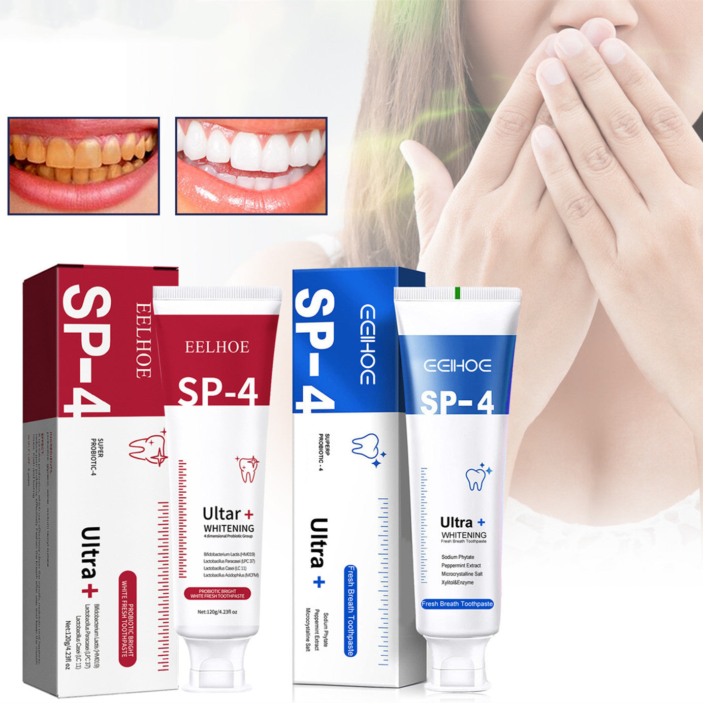 Dentifrice éclaircissant aux probiotiques pour l'hygiène bucco-dentaire
