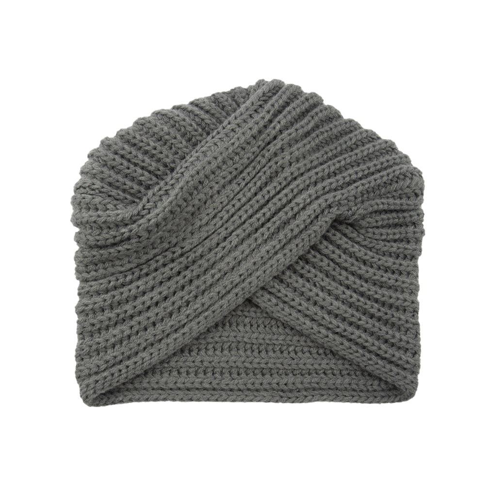 Fashion Woolen Knit Hat With Crossover Pullover