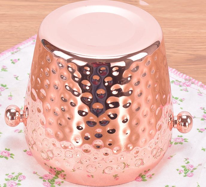 Single Layer Hammer Point Ice Stainless Steel Copper-plated Ice Bucket
