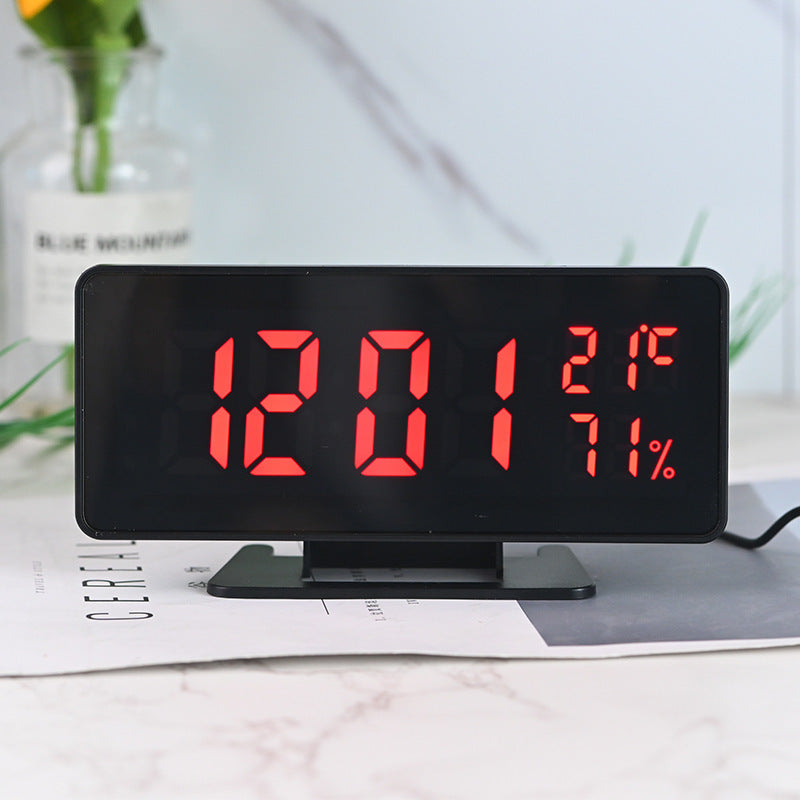 Horloge de bureau avec miroir LED, calendrier, température et humidité, horloge de bureau simple