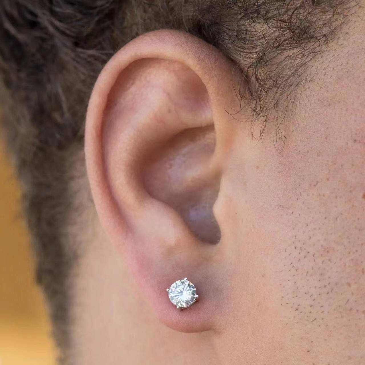 Classic Round Large Zircon Hip-hop Stud Earrings