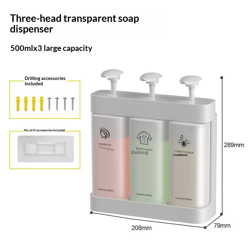 Distributeur de Savon Manuel Transparent pour la Salle de Bain