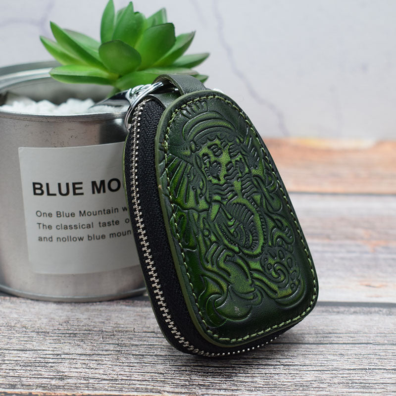 Tree Cream Leather Key Case Waist Hanging Casual Retro