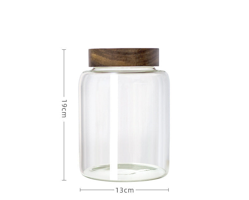 Grand bocal de rangement avec couvercle en bois d'acacia
