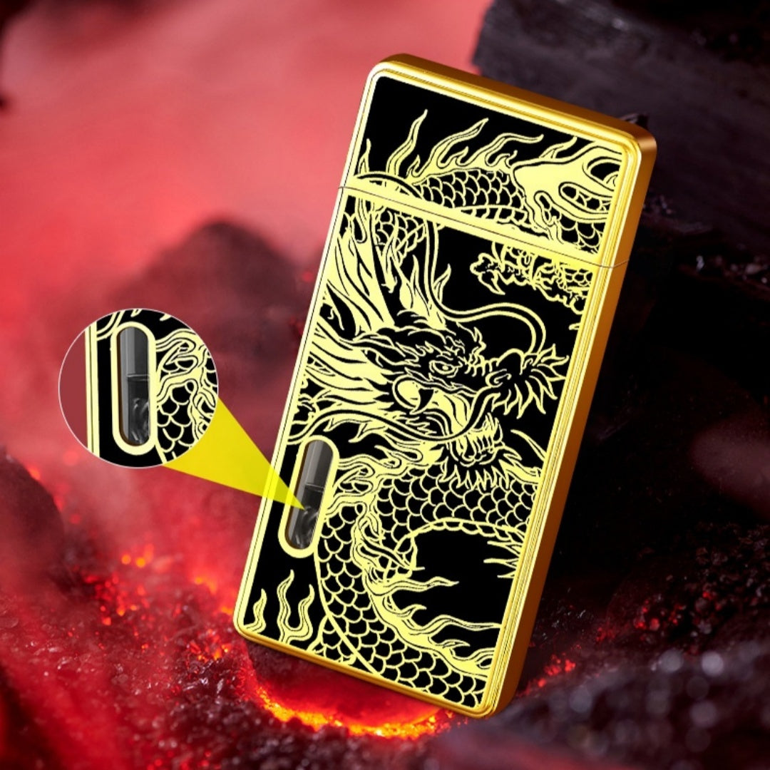 See-through Transom Red Flame Gas Lighters Metal Windproof