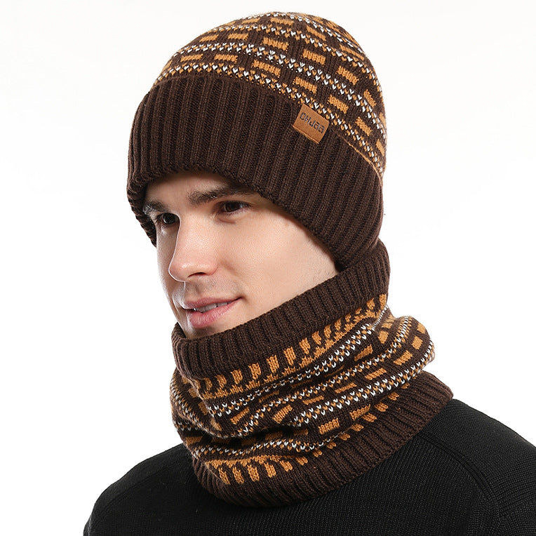 Men's Casual Warm Knitted Hat Set