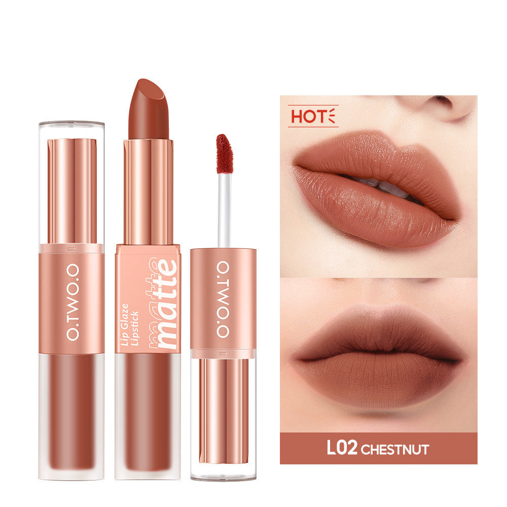 Lip Gloss Nude Café Lacté Ambré Citrouille Cannelle Thé au Lait Rouge à Lèvres Double Tête