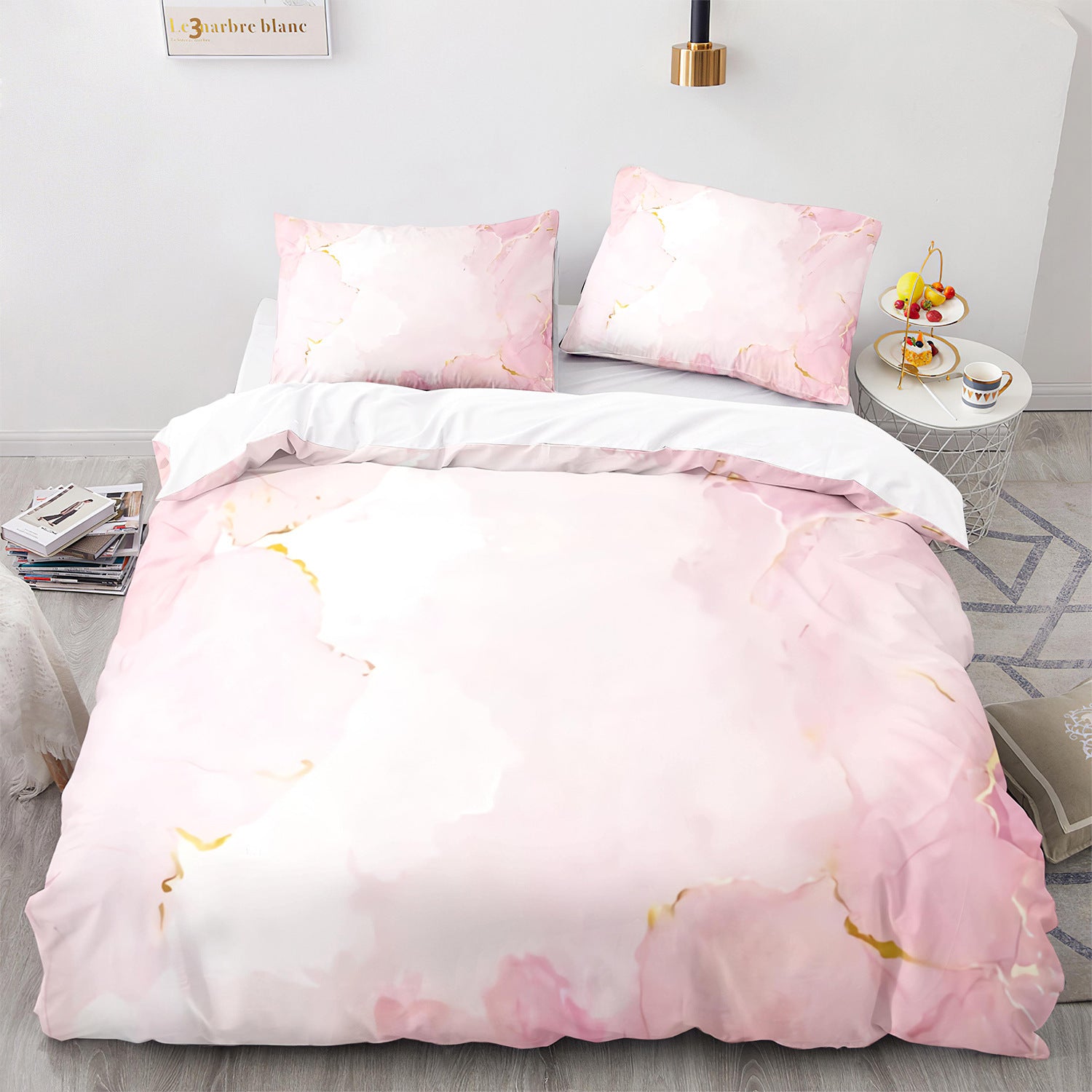 3D Bed Three-piece Marbling Series Quilt Cover