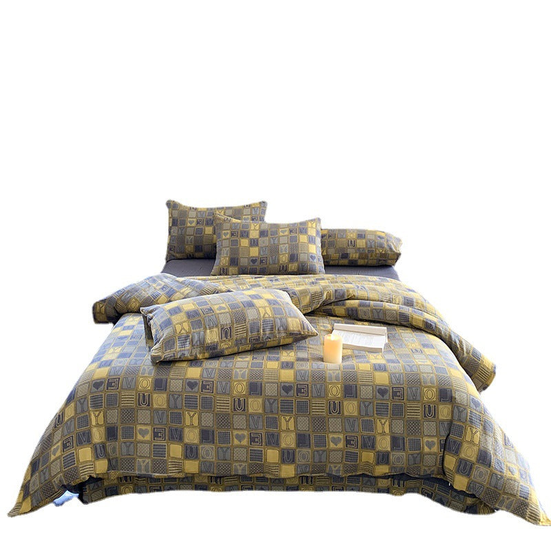 Pastoral Floral Yarn-dyed Cotton Double-layer Gauze Four-piece Set