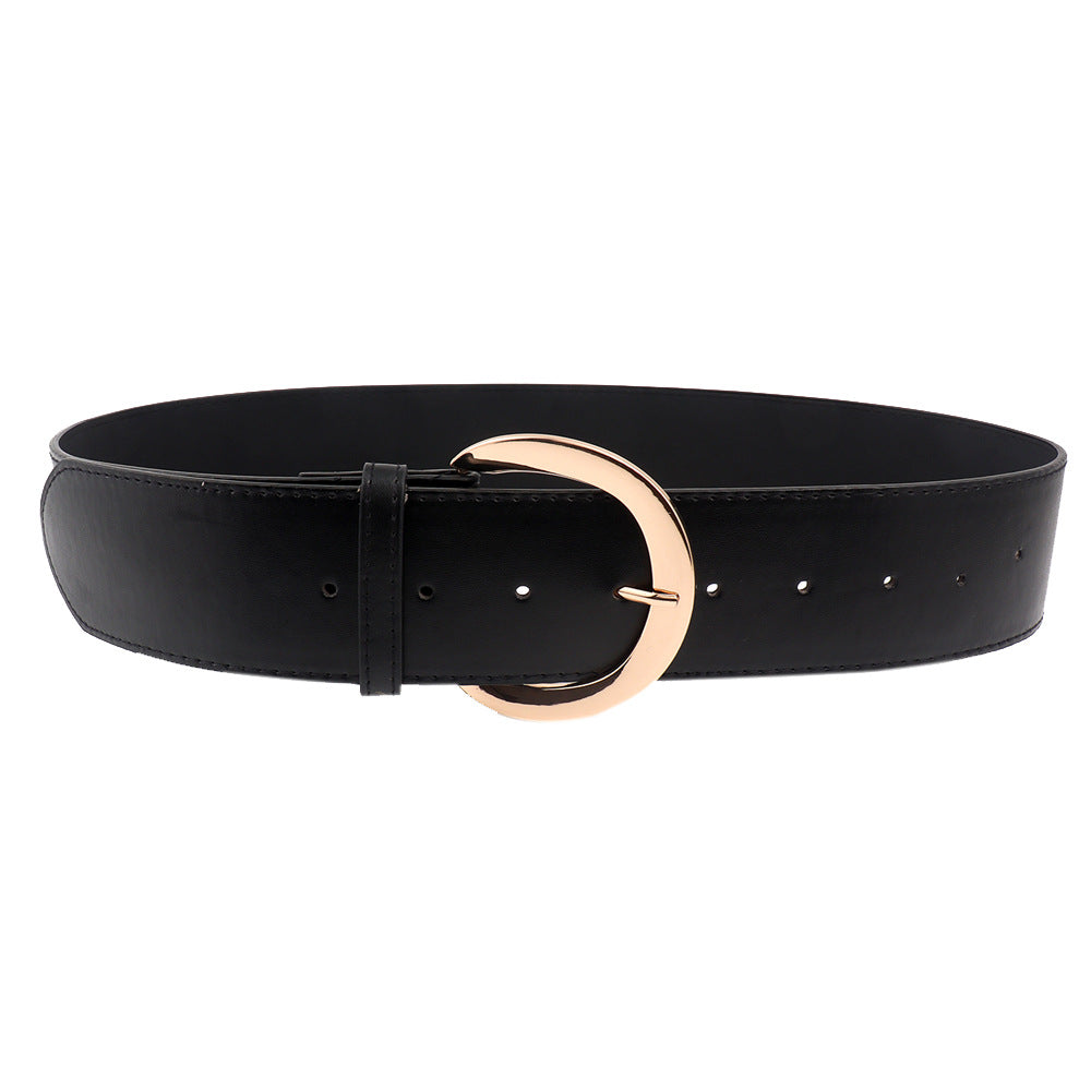Boucle Ardillon en Métal Polyvalente Rétro Simple Ceinture Large Hommes et Femmes