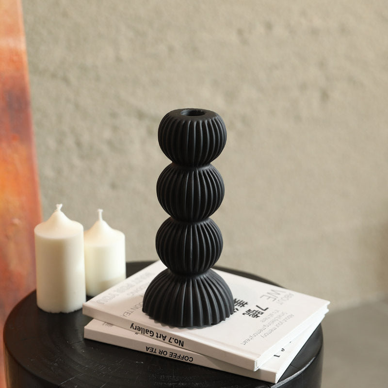 Modern Simple Black And White Ceramic Candlestick Ornaments