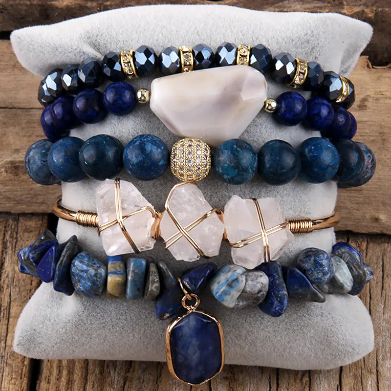 Natural Stone Glass Mixed Gravel Bracelet