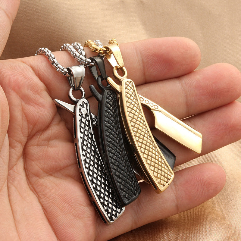 Titanium Steel Shaver Pendant Personality Punk Vintage Necklace