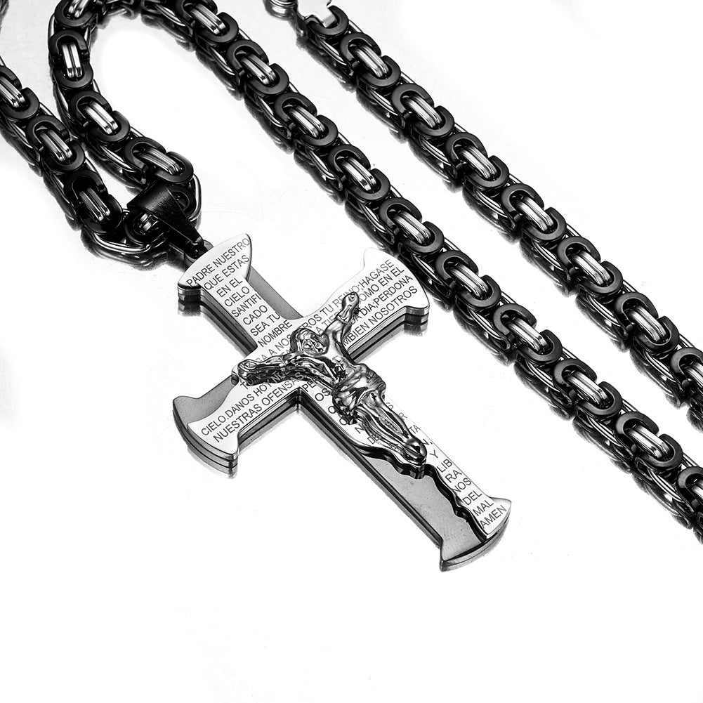 Hip Hop Titanium Steel Cross Pendant Men's Necklace
