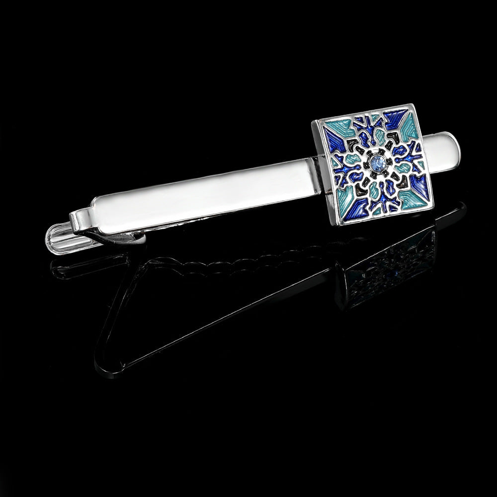 Boutons de manchette à motif bleu créatif pour hommes et femmes, chemise d'affaires française, accessoires de pince à cravate, boîte cadeau