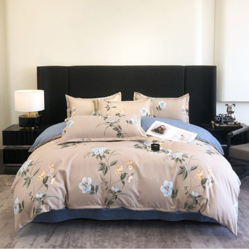 Flower Brushed Thickened Quilt Cover 4-piece Kit