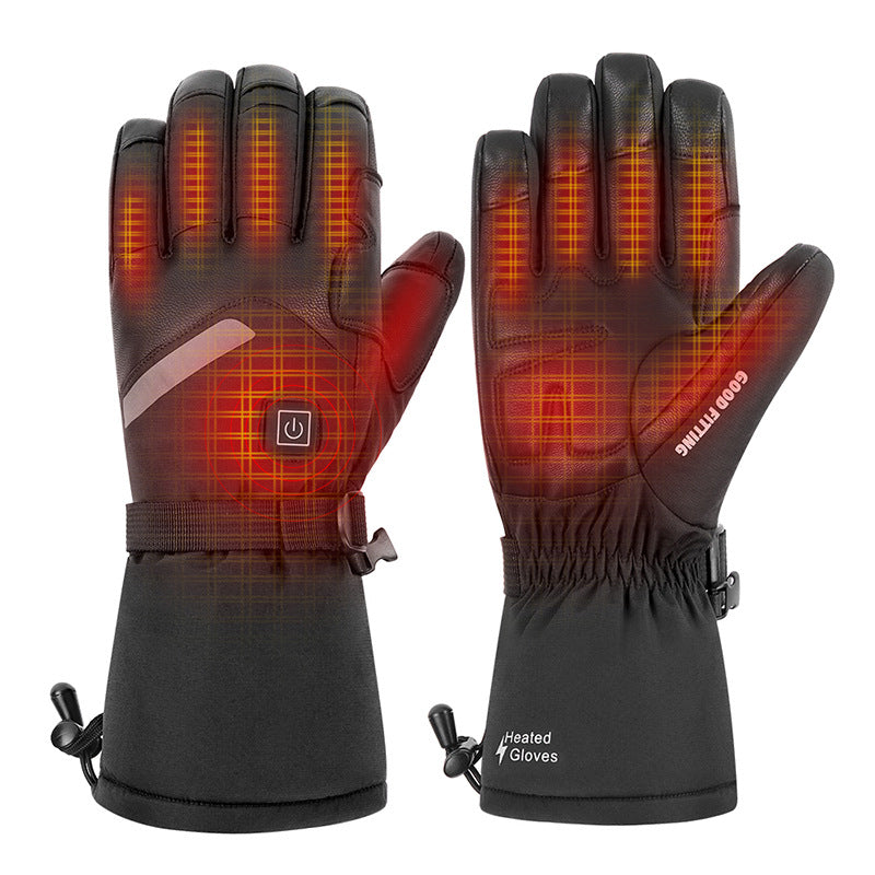 Sheepskin Electric Heating Gloves Motorcycle Thermal Smart Touch Screen Outdoor Skiing