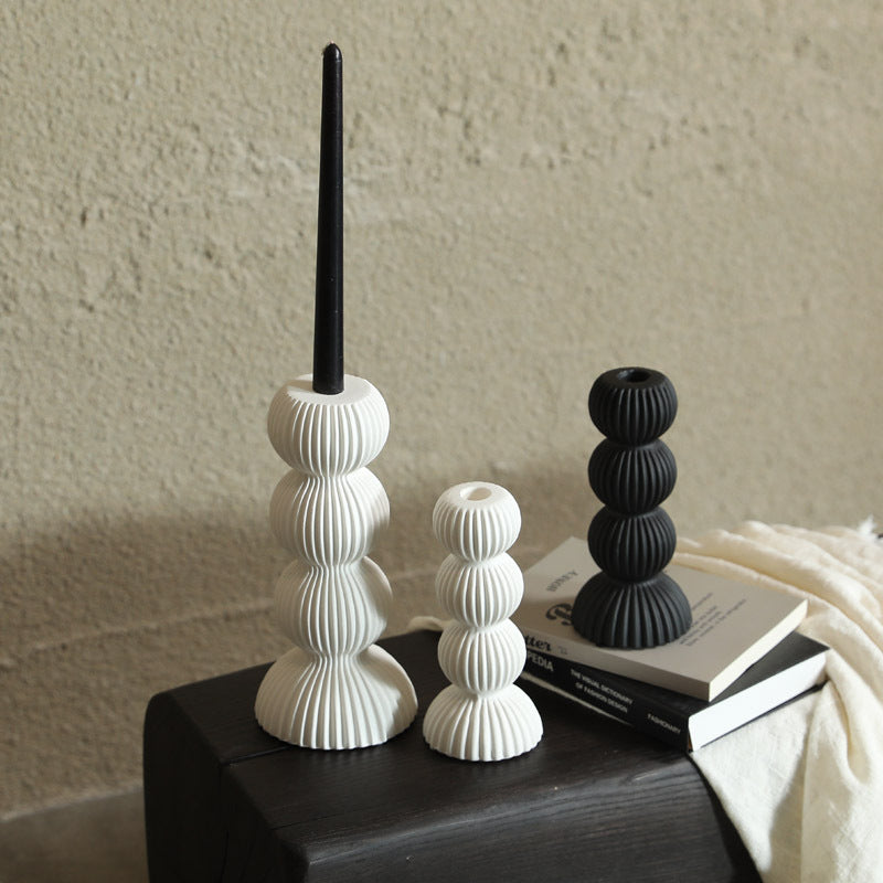 Ornements de bougeoirs en céramique modernes, simples, noirs et blancs