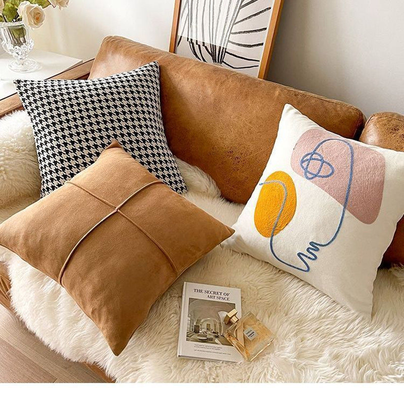 Nordic Ins Sofa Cushion Retro Houndstooth Pillow