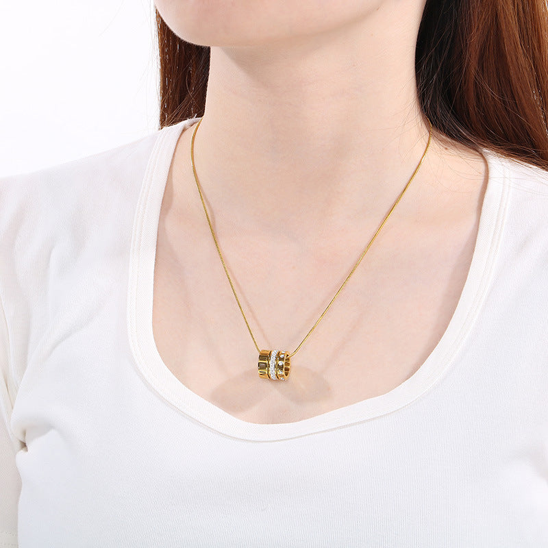 Multi-ring Combination Roman Letter Shell Stainless Steel Necklace