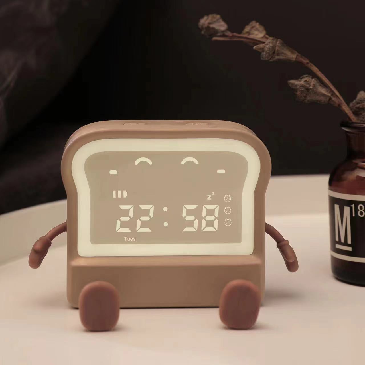 Creative Toast Small Night Lamp Electronic Alarm
