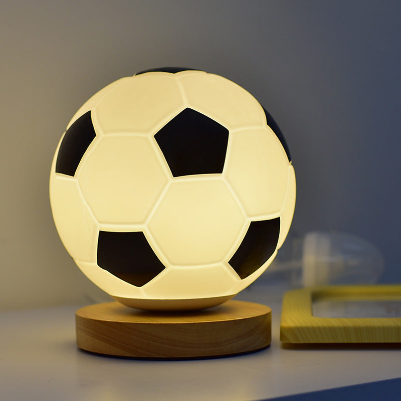 Lampe de chevet LED en verre motif football
