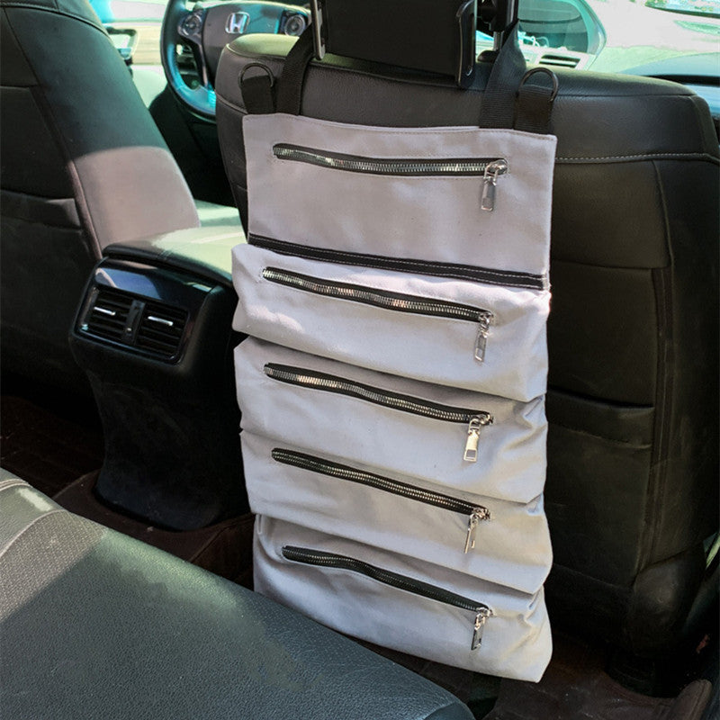 Car Tool Storage Bag Canvas Car Seat Storage Large Capacity