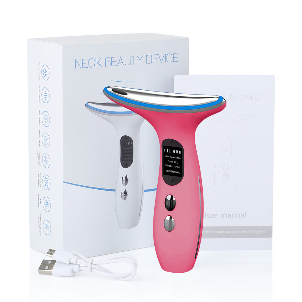 Appareil de Massage Facial et du Cou Multifonctionnel de Beauté à Micro-courant EMS et Lumière