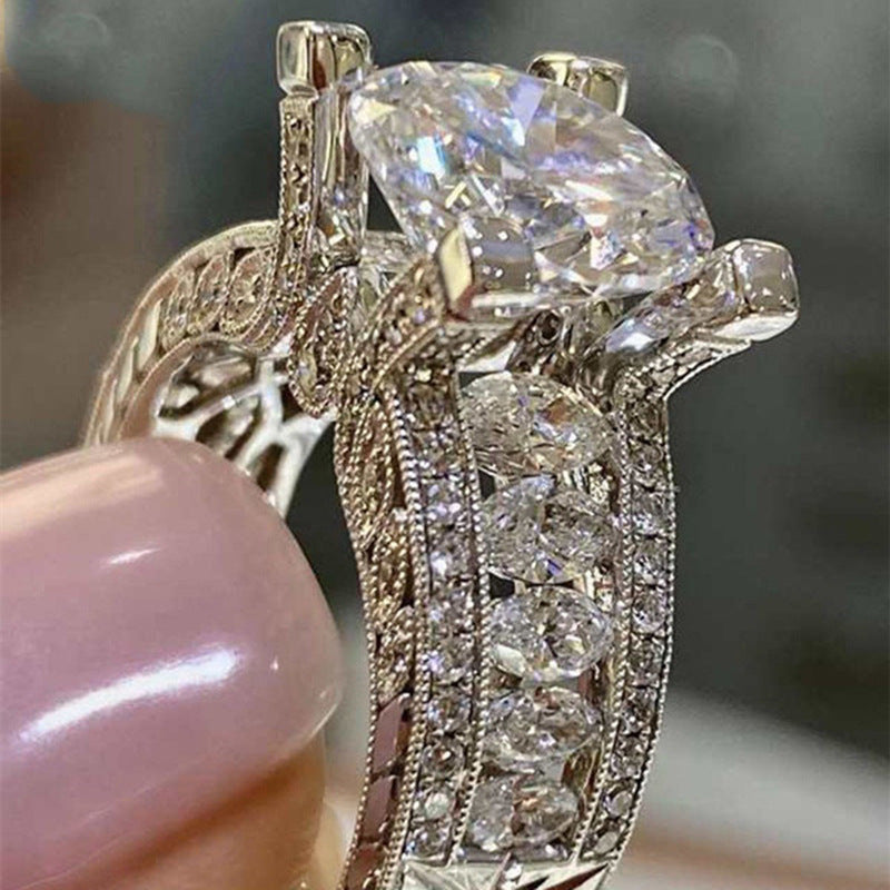 Bague européenne et américaine en cuivre zircon pour femmes