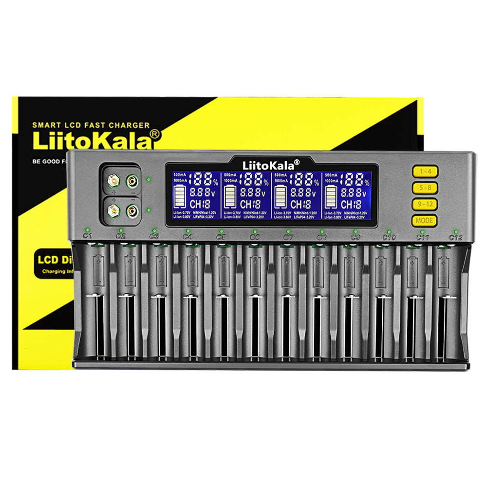 Lii-S12 12-slot LCD 217009V Battery Charger