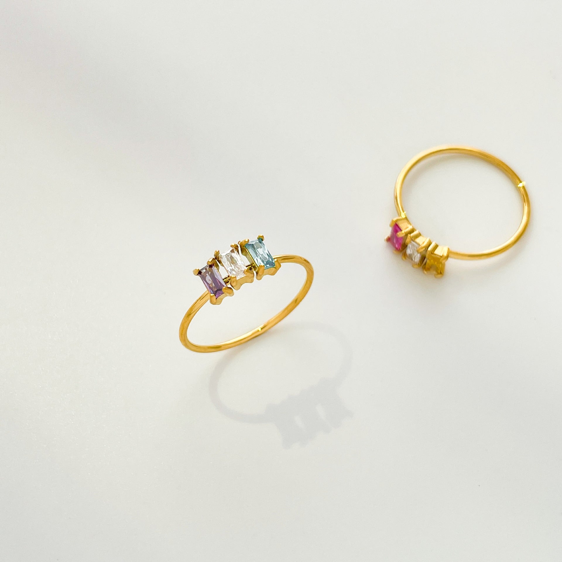 Titanium Steel Colorful Zircon Plated 18K Ring